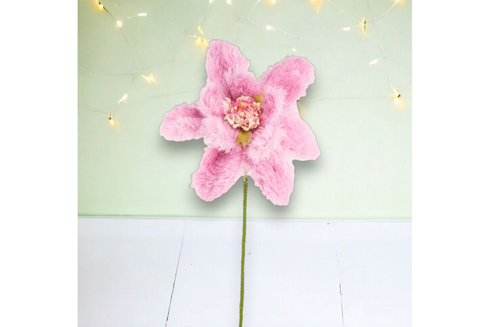 15" Pink Fur Flower Stem