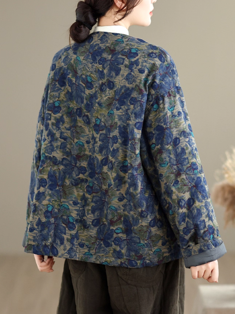 Vintage Floral Padded Jacket – Cozy, Loose-Fit Winter Outerwear