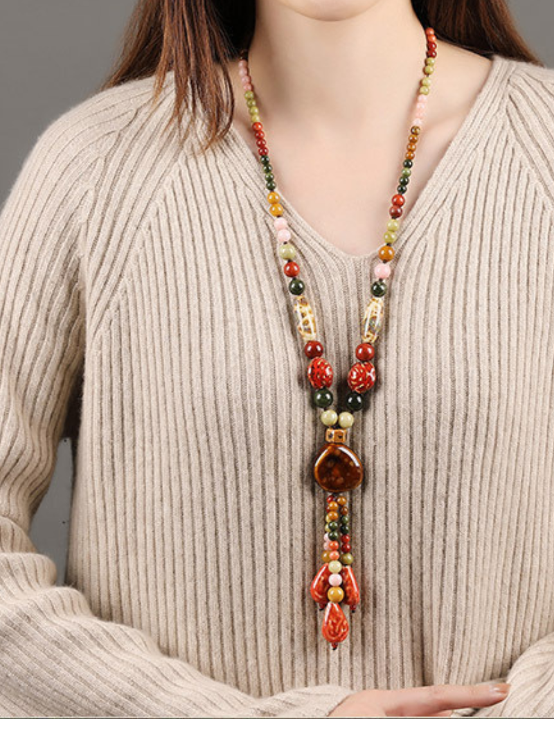 Women's Summer Boho Chic Crystal Pendant Necklace