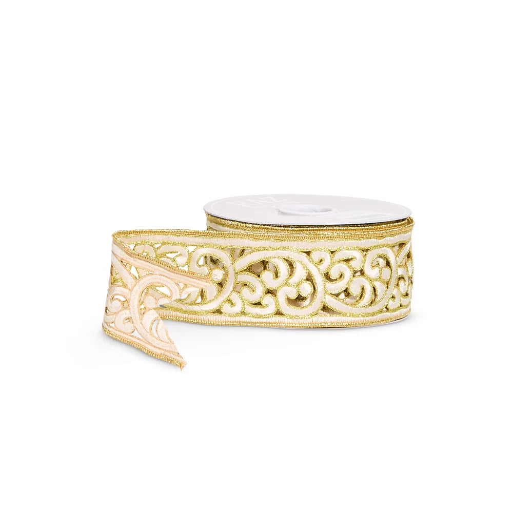 2.5”x10 yards scroll lace ribbon