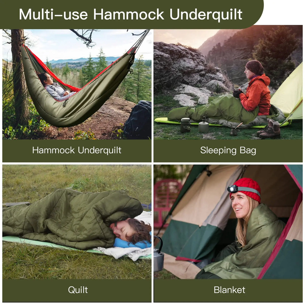 4-Season Hammock Under Quilt – Insulated Sleeping Blanket, Rated 5–20°C
