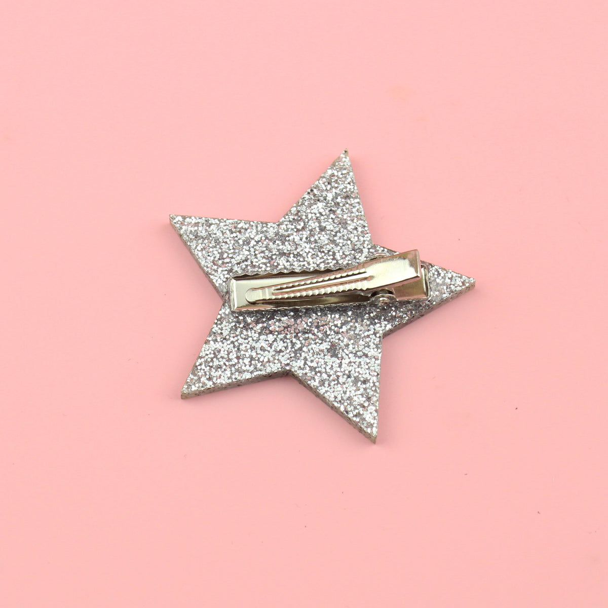 Silver Glitter Single Star Hair Clip