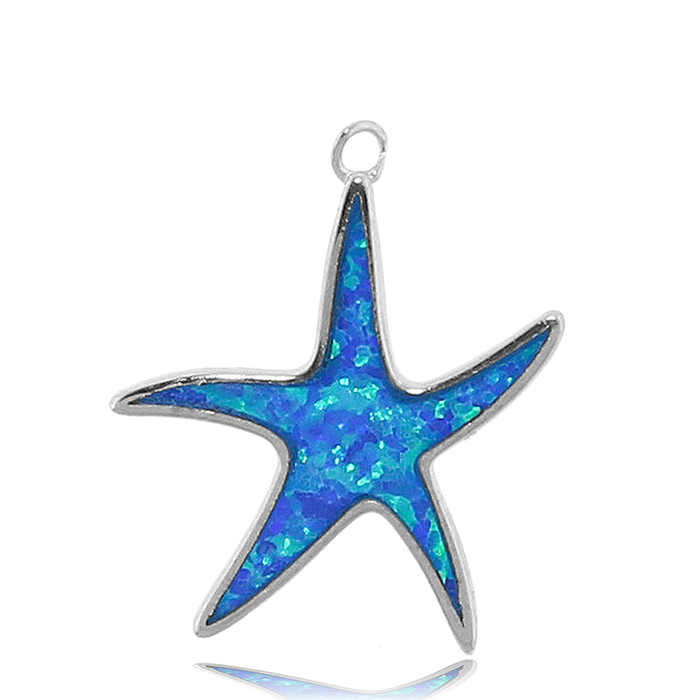 Aqua Amazonite Stone Bracelet with Star of the Sea Sterling Silver Charm
