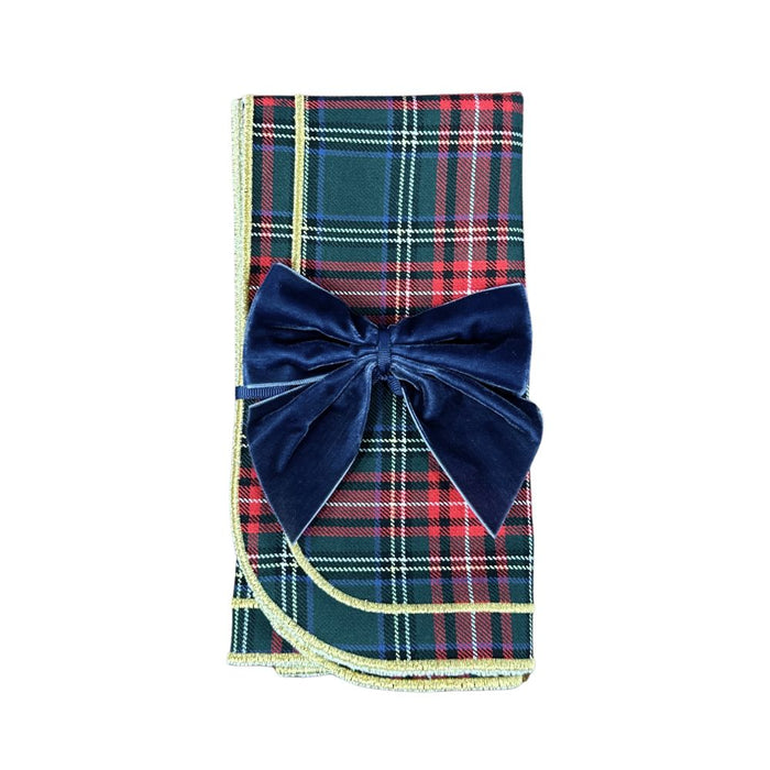 Blue: Velvet Bow Napkin Ties (Set of 4)