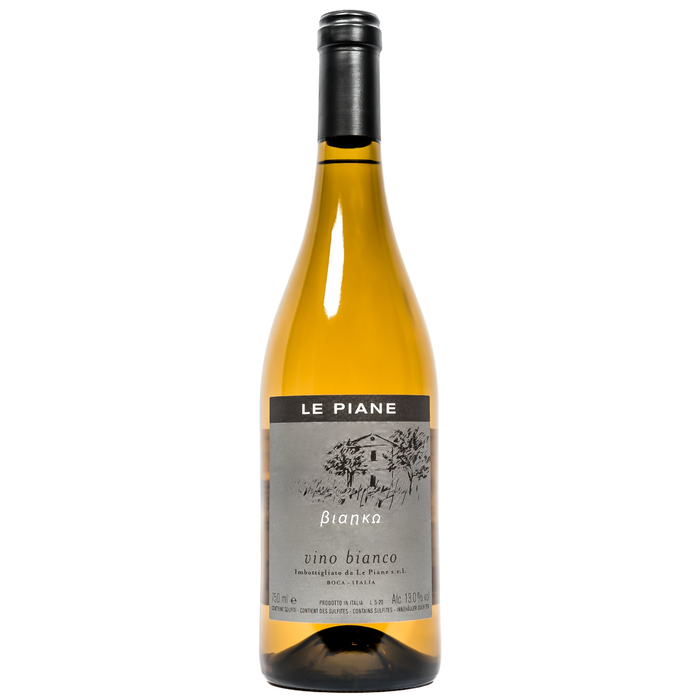 White wine bottle with foil neck and LE PIANE Bianco label