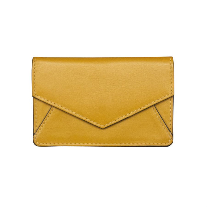 Leather Envelope Business Card Holder - Yellow/Navy