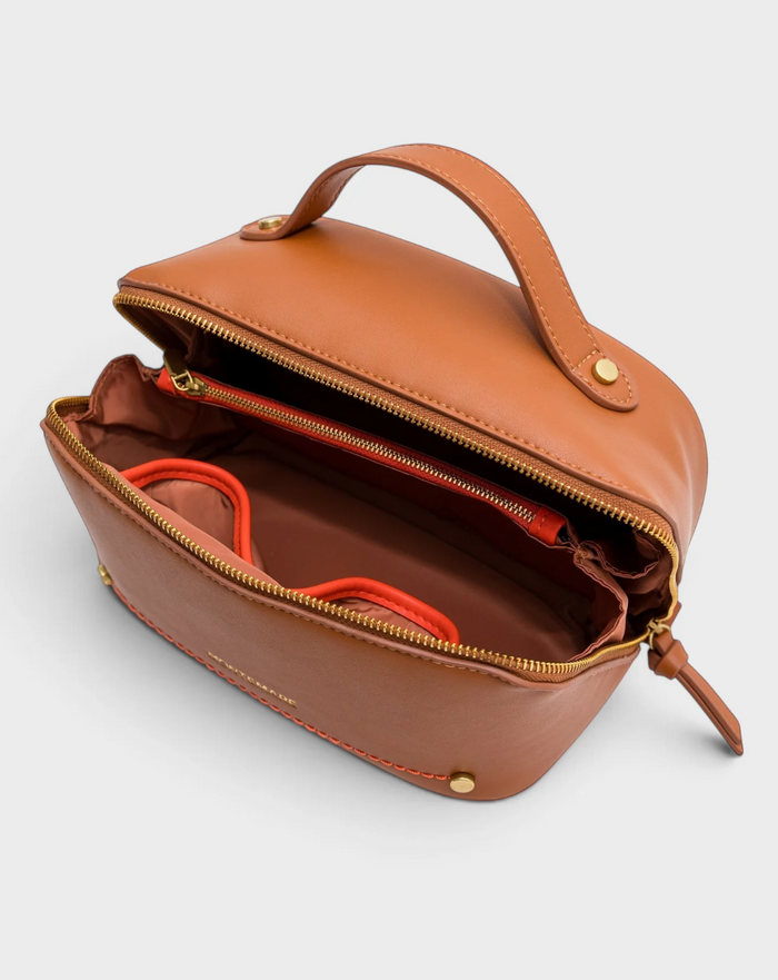 Roma Foldout Toiletry Case Cognac Pebbled Travel Accessories in at Wrapsody