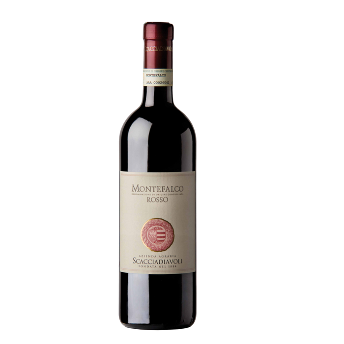 Scacciadiavoli Montefalco Rosso 2022 red wine bottle with dark bottle and front label