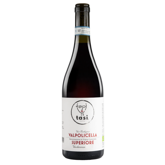 Tasi Valpolicella Ripasso 2018 wine bottle with dark glass and label