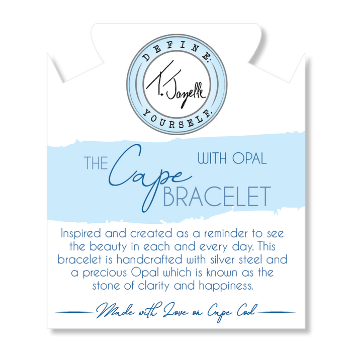The Cape Bracelet Disc- Silver Steel with Natural Pink Opal Disc