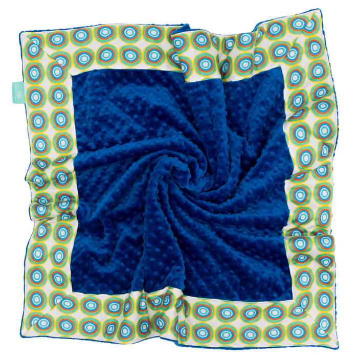 White Doodlebug with Royal Minky Baby Blankie