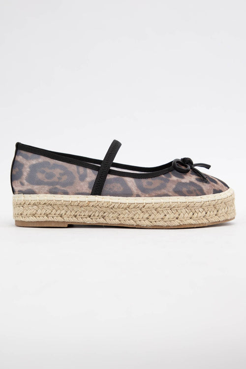 BIJOU MESH UPPER ESPADRILLE PLATFORM SLIP ON : LEOPARD