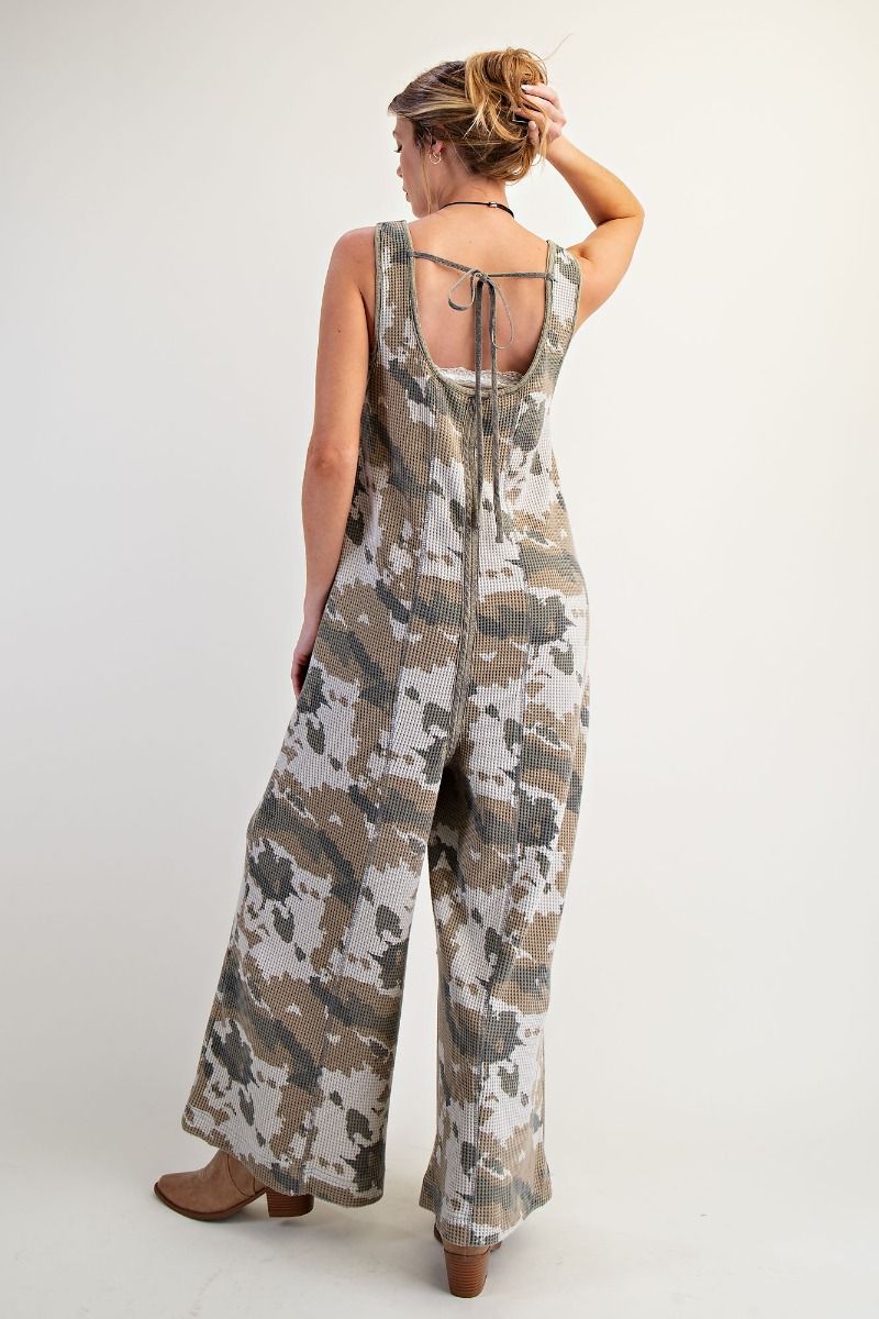 Camo Printed waffle overalls
