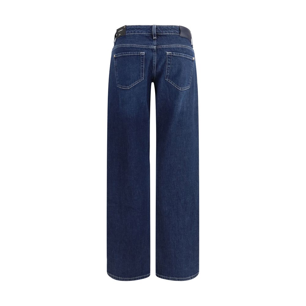 7FOR Blue Cotton Straight-Leg Jeans