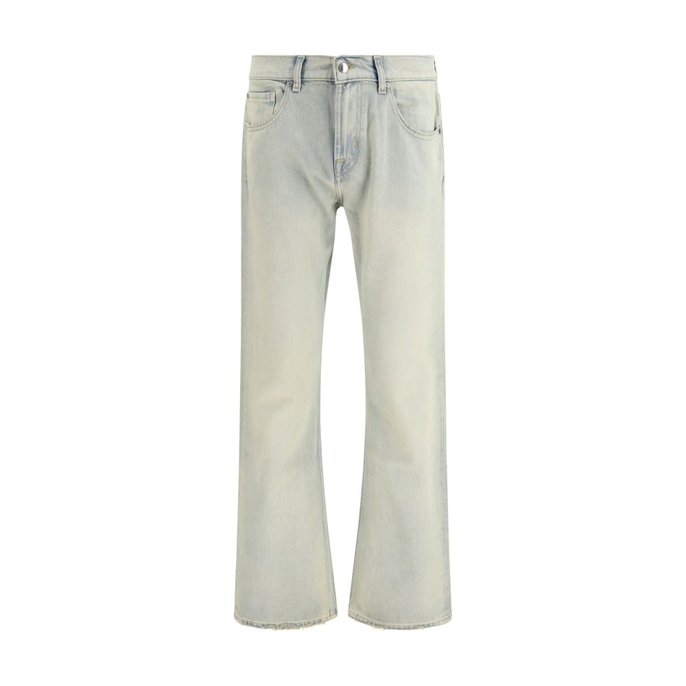 7FOR Beige Cotton Bootcut Jeans