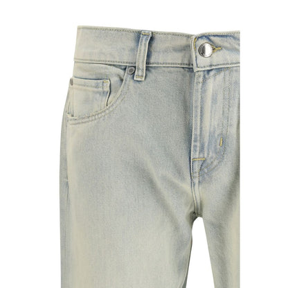 7FOR Beige Cotton Bootcut Jeans