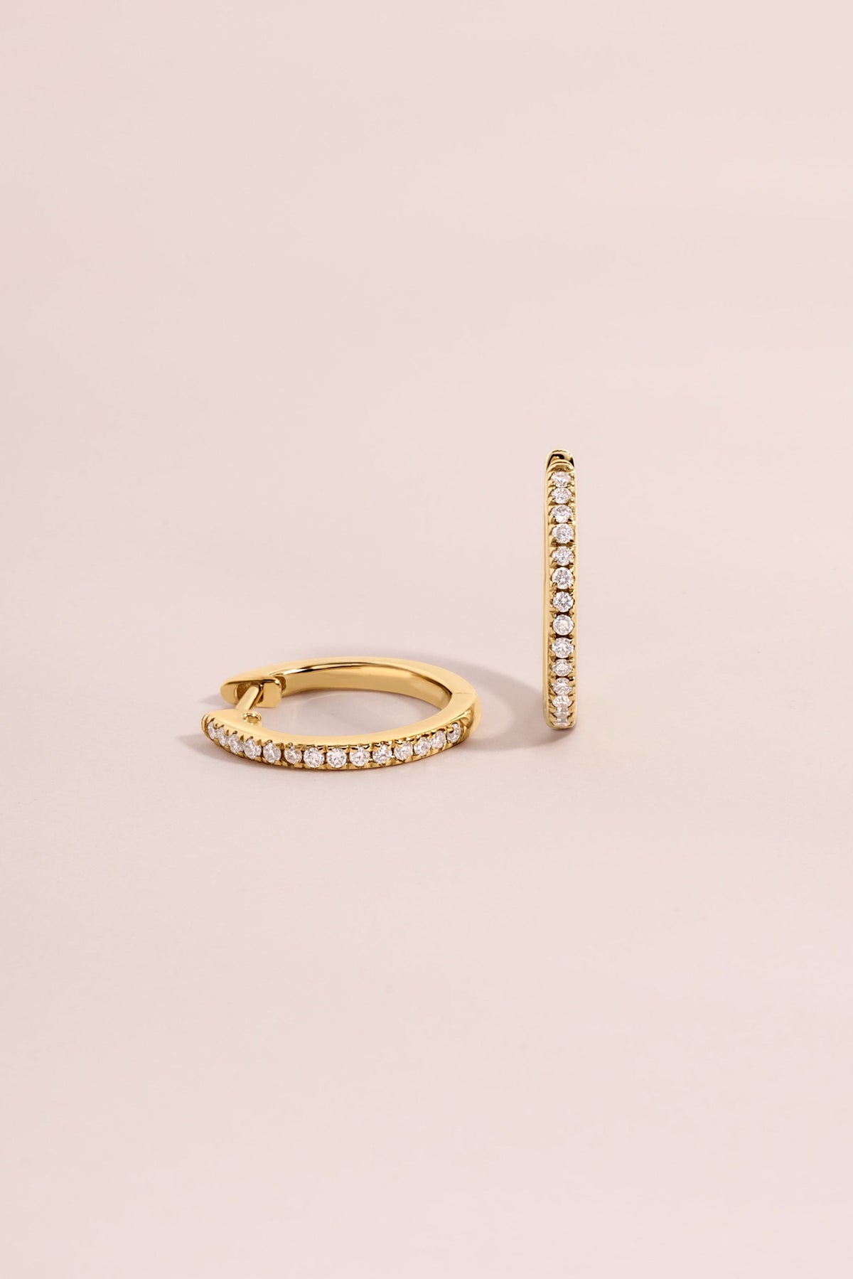 14K Solid Gold 11mm Pavé Lab Grown Diamond Huggies