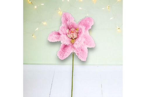15" Pink Fur Flower Stem