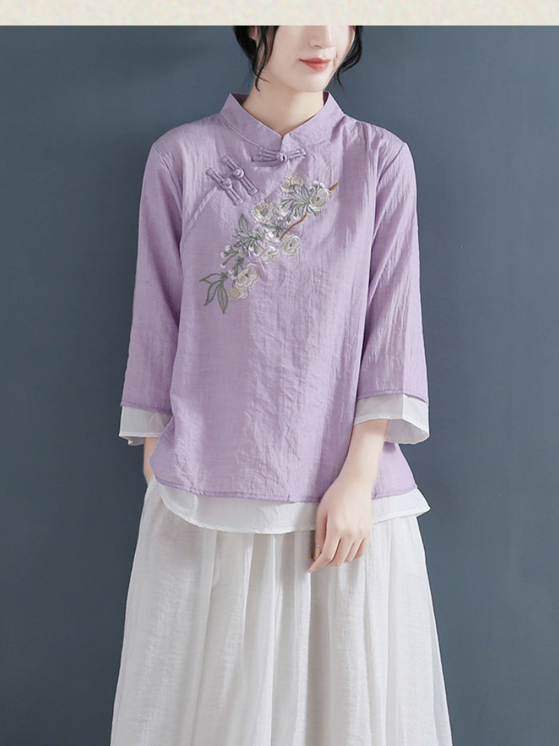 Women's Spring and Summer Embroidered Vintage Tops
