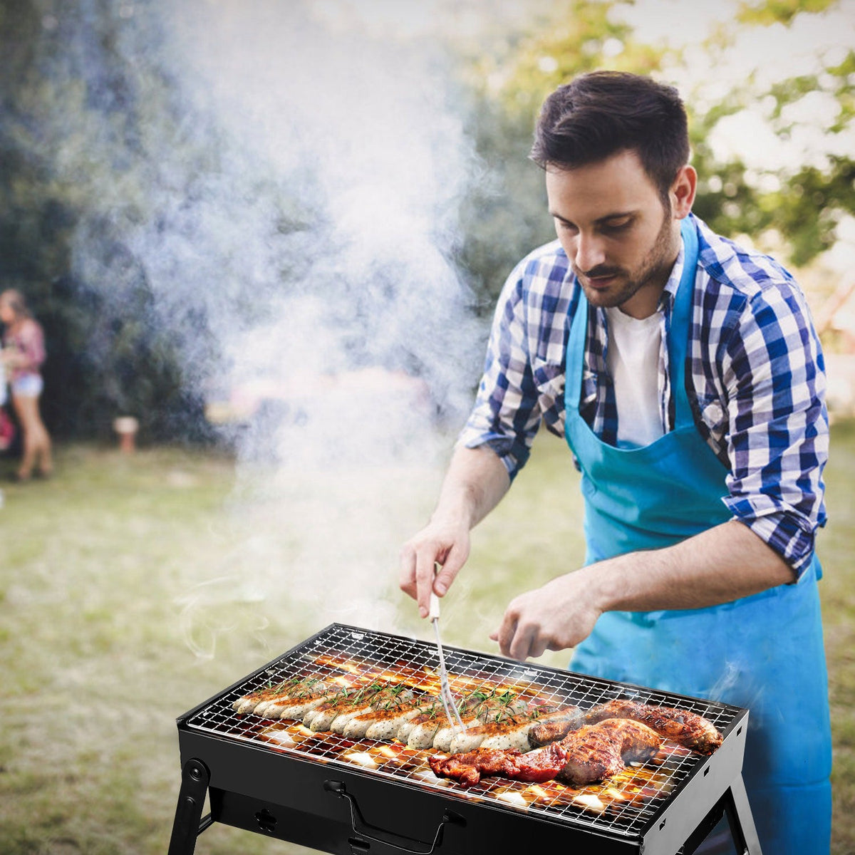 Foldable Portable Charcoal BBQ Grill – 17" Cooking Surface for Camping & Tailgating