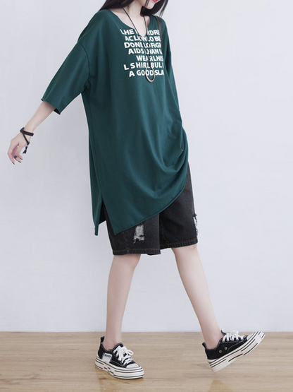 Women's Summer Casual Outing Wear Alphabet Midi Dress.