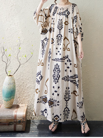 Women's  Summer Beautiful Ethnic Style Printed  Kaftan Dress