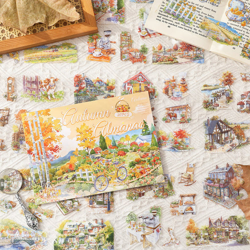 20 Sheets Seasonal Landscape PET Stickers Book SSFJ