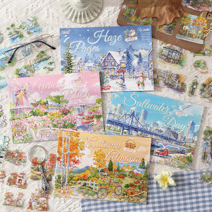 20 Sheets Seasonal Landscape PET Stickers Book SSFJ