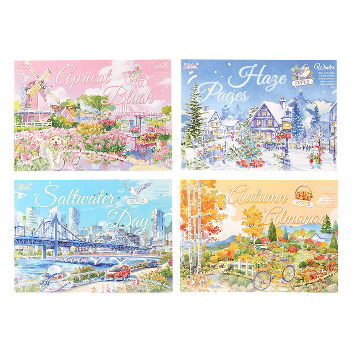 20 Sheets Seasonal Landscape PET Stickers Book SSFJ