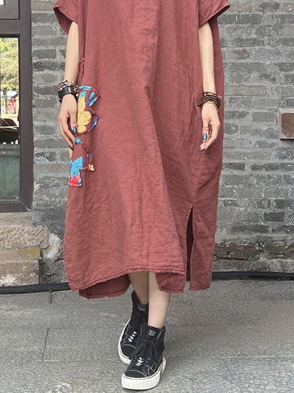 Women's Summer Stylish Patch Side Pocket  A-Line Dress