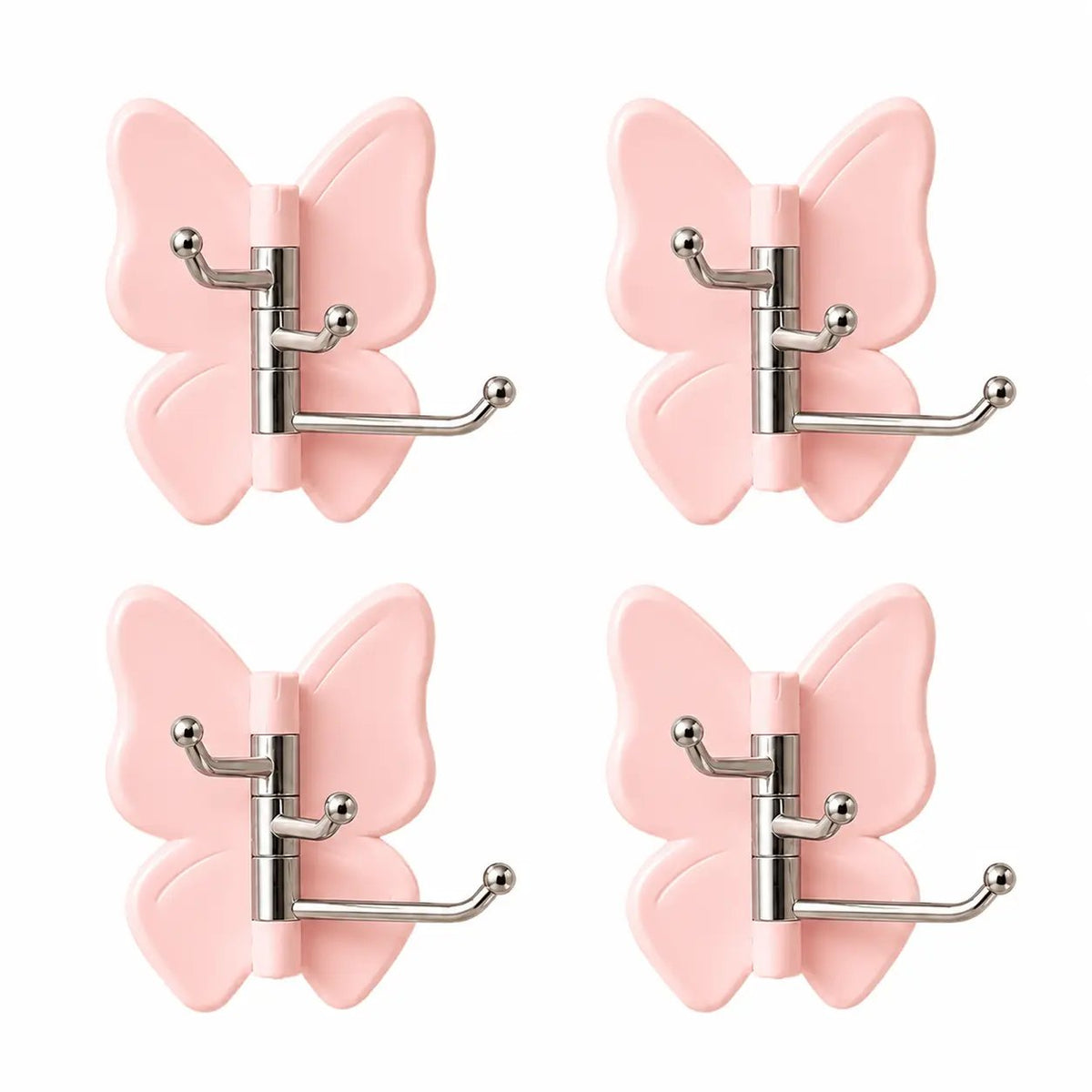4-Pack Rotating Butterfly Adhesive Wall Hooks ‚Äì No-Drill Towel & Key Organizer