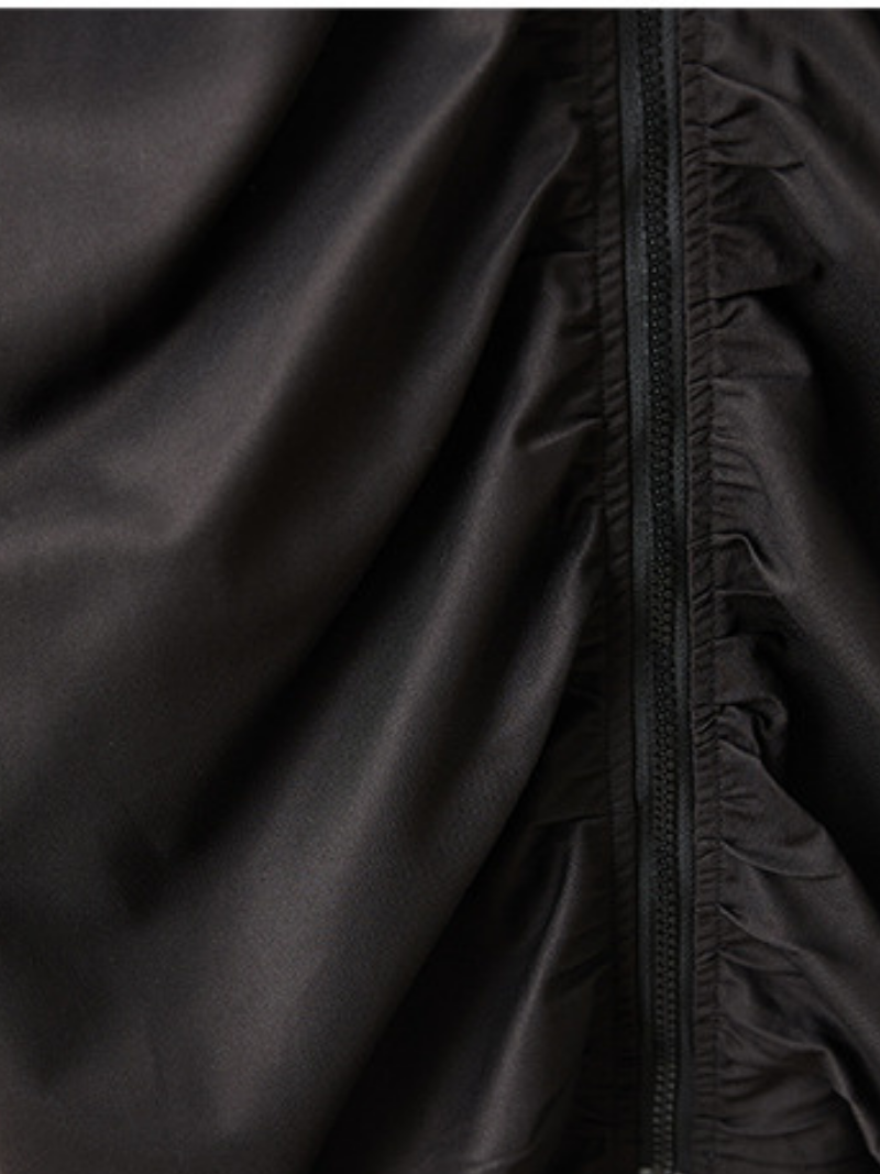 Avant-Garde Maxi Cocoon Coat with Zip Front, Minimal Oversized Silhouette