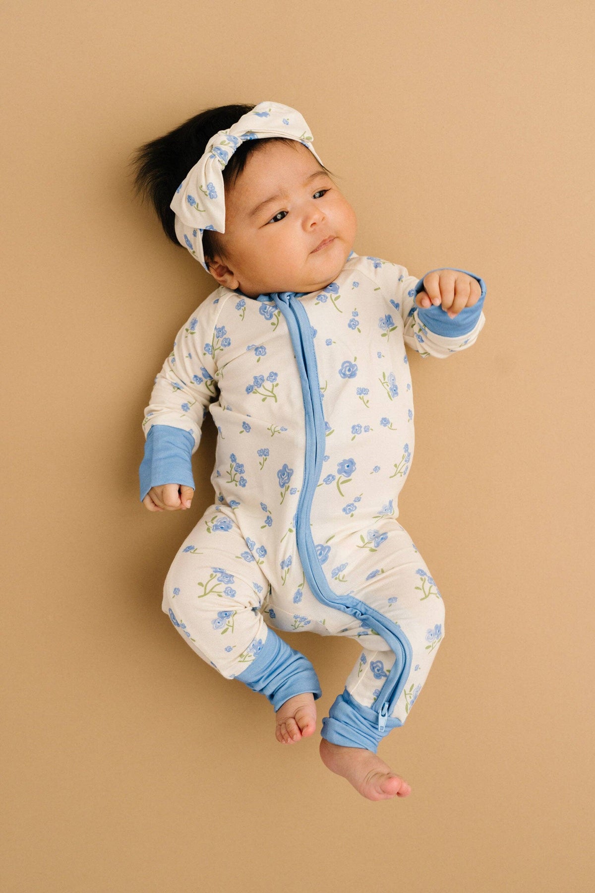 Blue Blooms bamboo sleeper (bow not included)