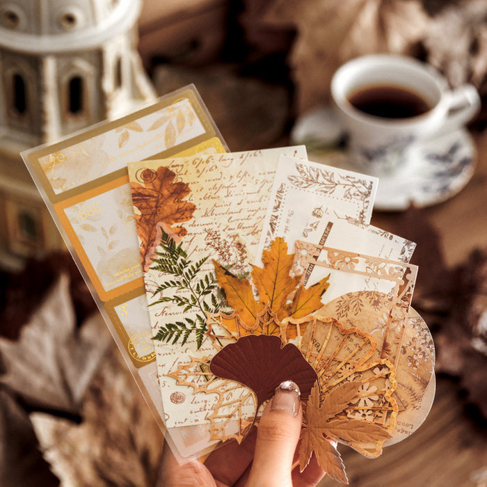 37 Pcs Leaf Theme Junk Jounral Paper and Stickers Kit LYGCSL
