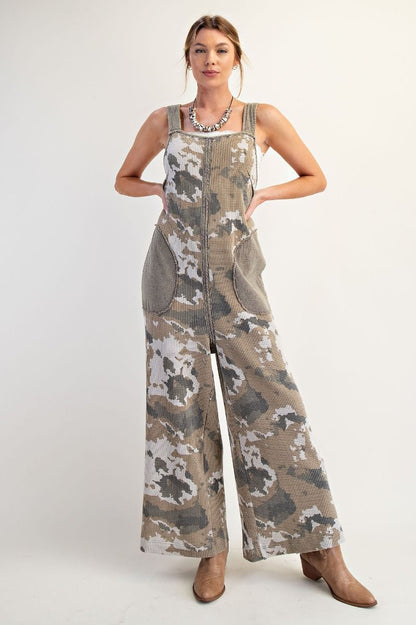Camo Printed waffle overalls