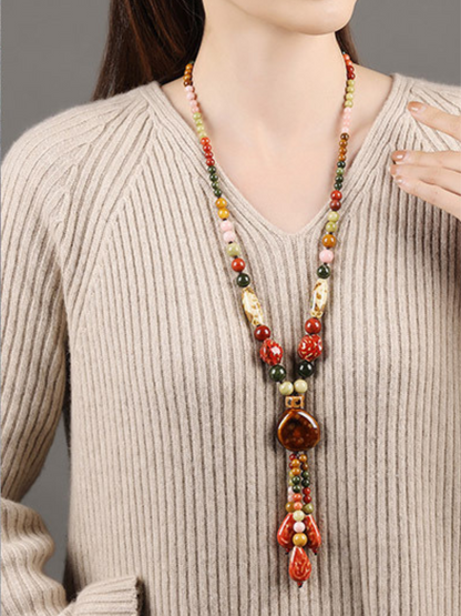 Women's Summer Boho Chic Crystal Pendant Necklace