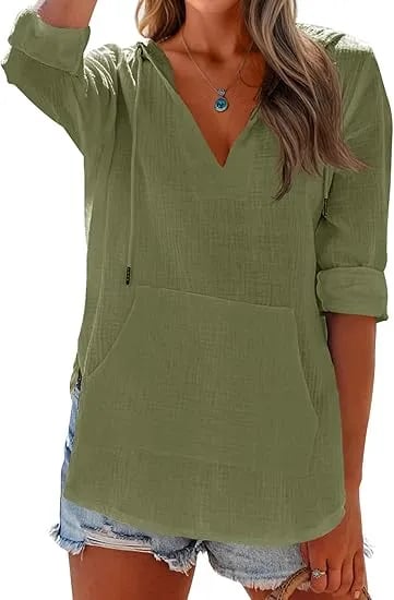 Women's V-Neck Hooded Beach Cover-Up