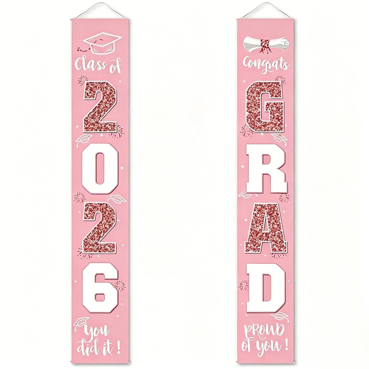 üéìClass of 2026 Graduation Banner 11.8" x 70.87" | Congrats Grad Front Door Porch Decor for Graduation Party (‚ú®Set of 2)