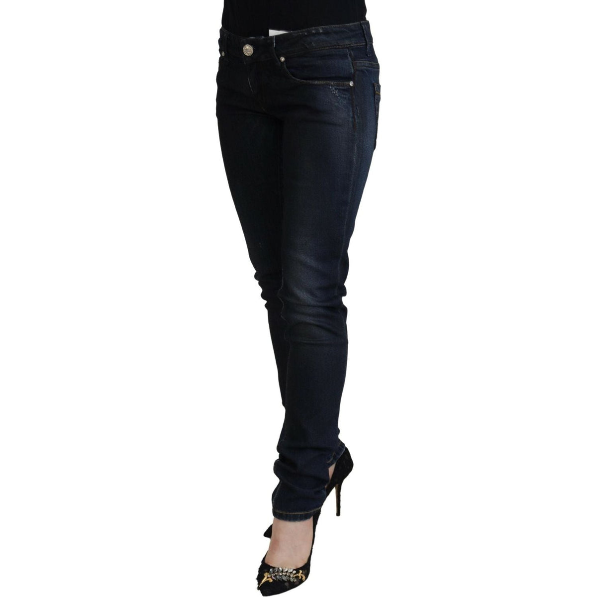Acht Blue Cotton Low Waist Slim Fit Women Casual Jeans