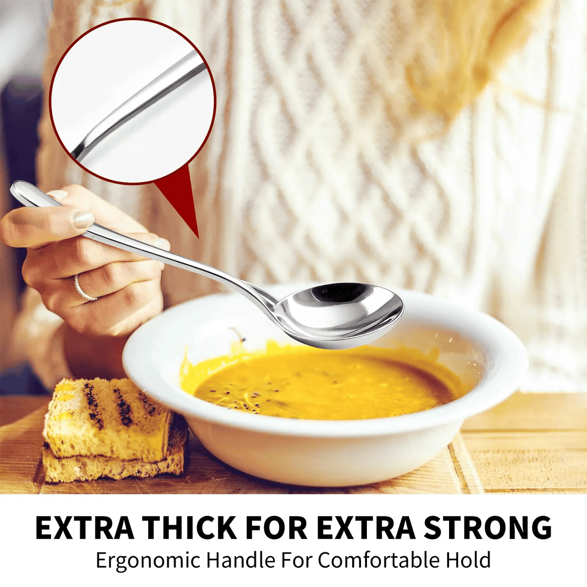 üç≤ 4/6 PCs Stainless Steel Soup Spoon Set