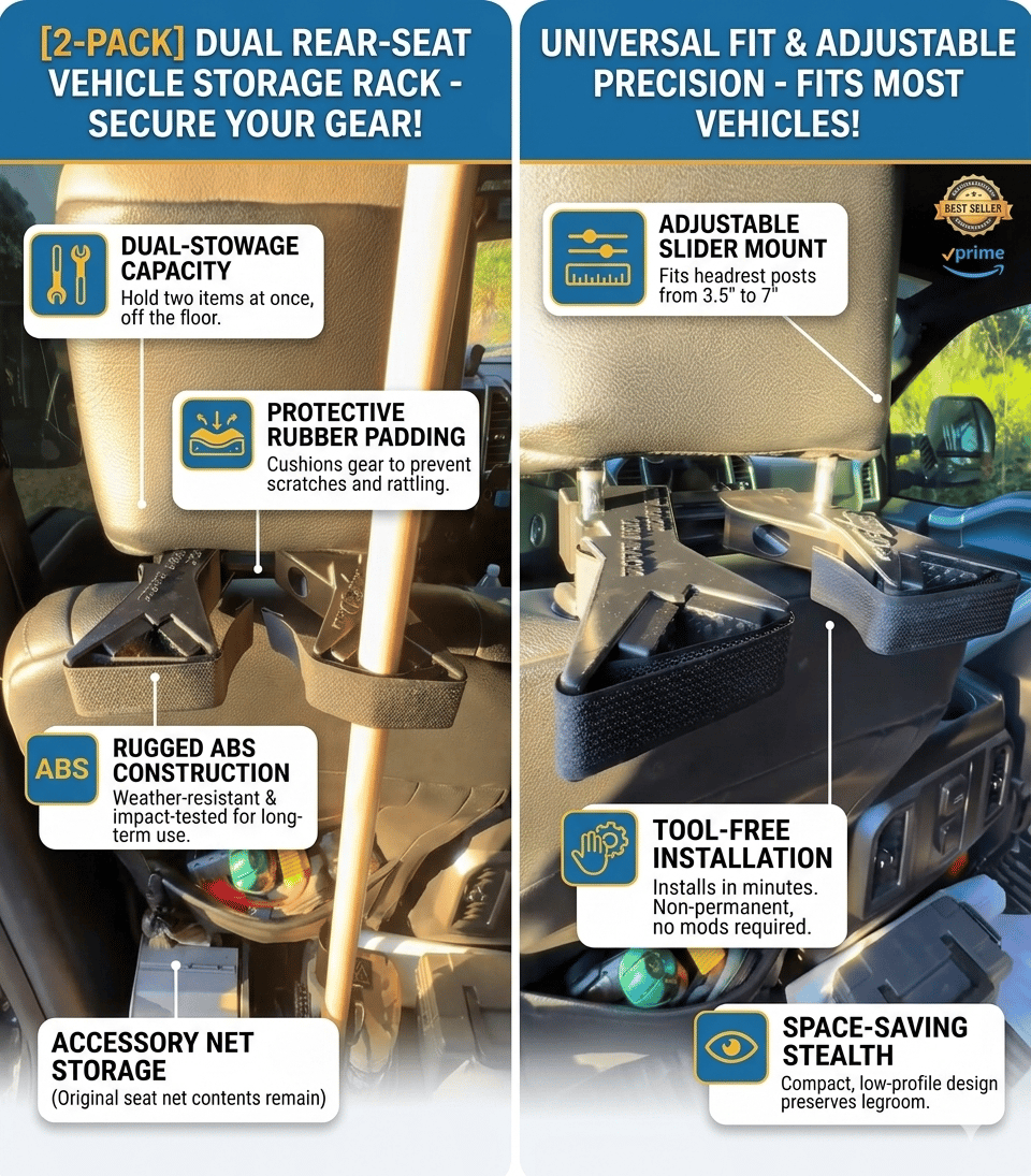 The Ultimate Universal Seat Back Gun Rack | Adjustable Vehicle Rifle