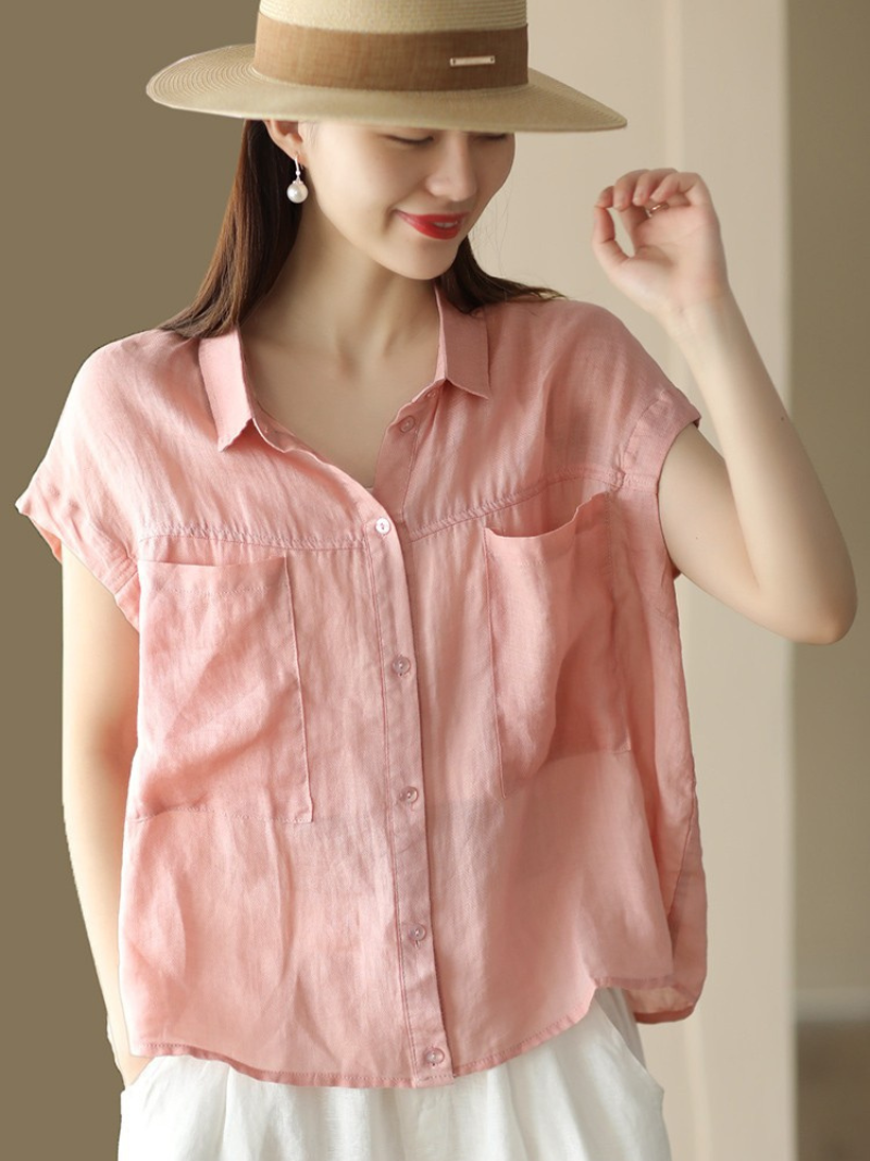 Women's Summer Cool Casual Wear Double-Pocket Loose Top