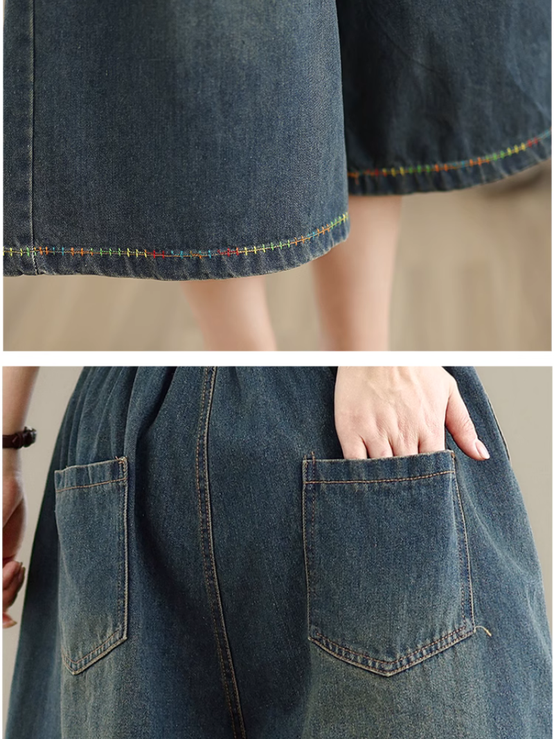 Women's Summer Trendy Fashionable Pockets Button Bottom