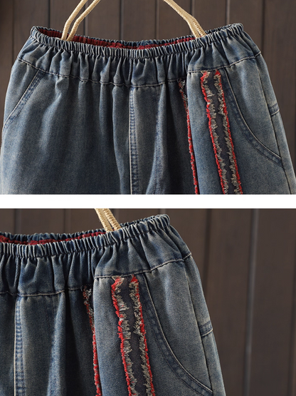 Women's Summer  Stylish Edge Patchwork Versatile Loose Bottom