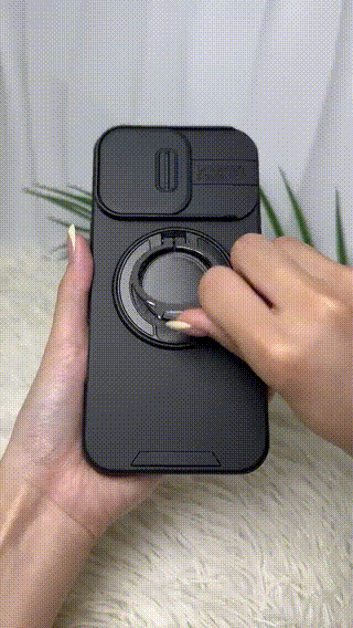 Case with Slide Camera Cover & Rotatable Ring Kickstand,  Grade Shockproof Protective Case for iPhone 11/12/13/14/15/16/17 Series