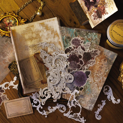 76 Pcs Baroque Theme Junk Jounral Paper and Stickers Kit BLKJY