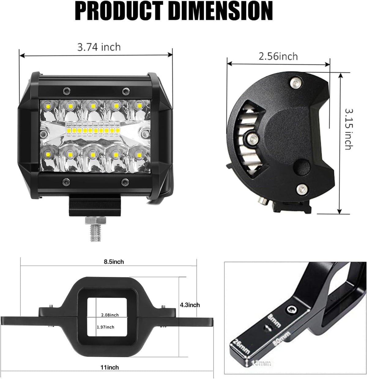 Dailyardtool¬Æ 2pcs 4 Inch LED Pods with Tow Hitch Mounting Brackets