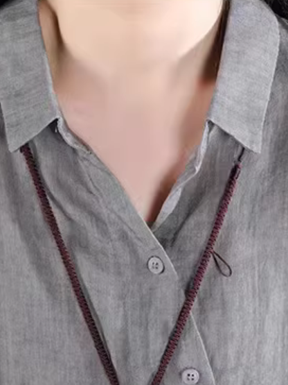 Asymmetric Longline Linen Shirt Tunic in Cotton Linen Blend, Refined