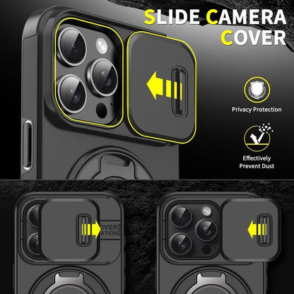 Case with Slide Camera Cover & Rotatable Ring Kickstand,  Grade Shockproof Protective Case for iPhone 11/12/13/14/15/16/17 Series
