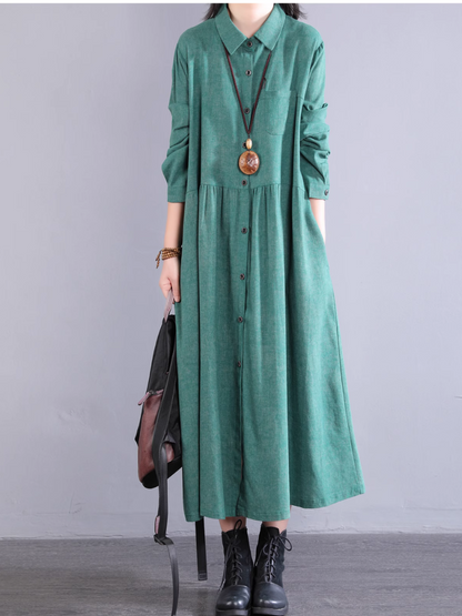 Women's Summer Button-Up Collar Type A-Line Shirt Dress